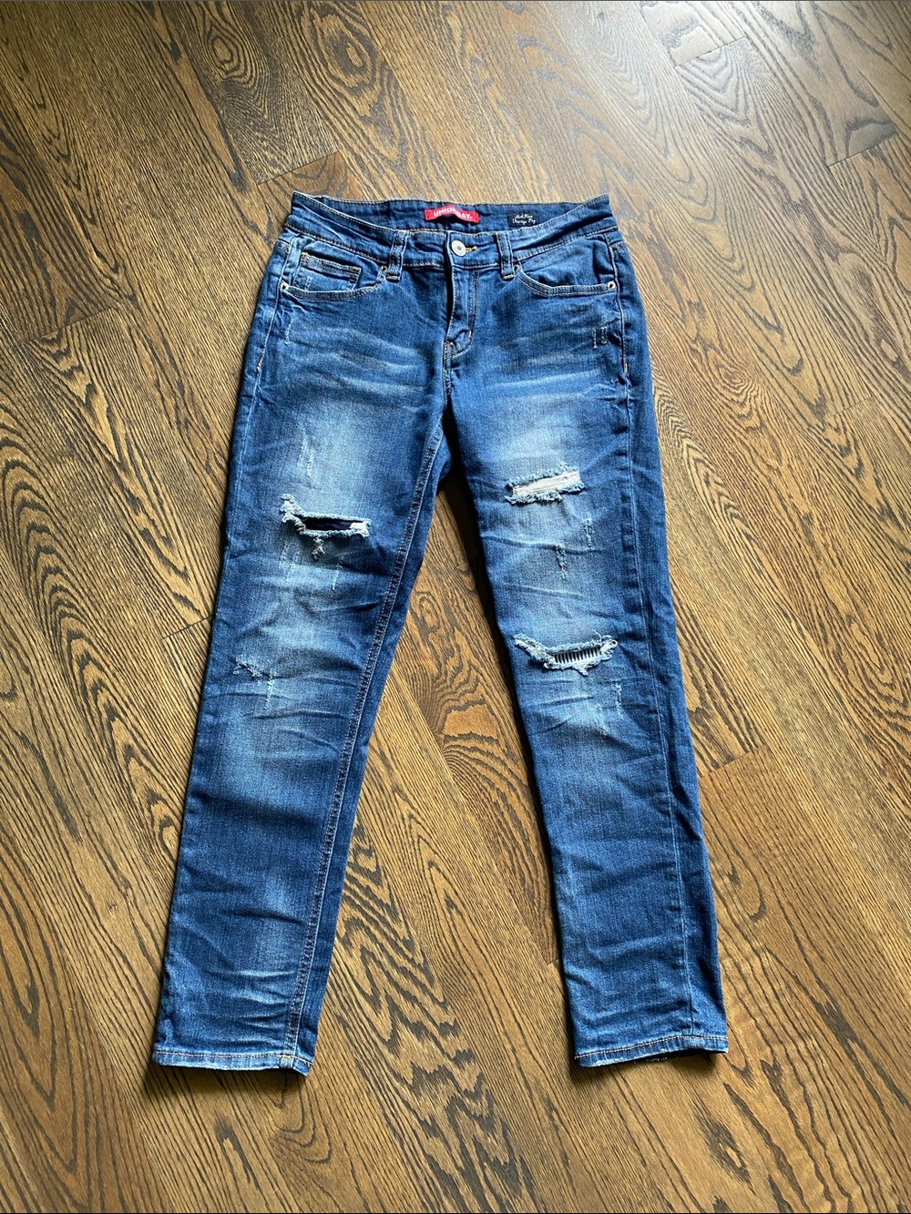 UNIONBAY Dark Blue Distressed Capri Jeans